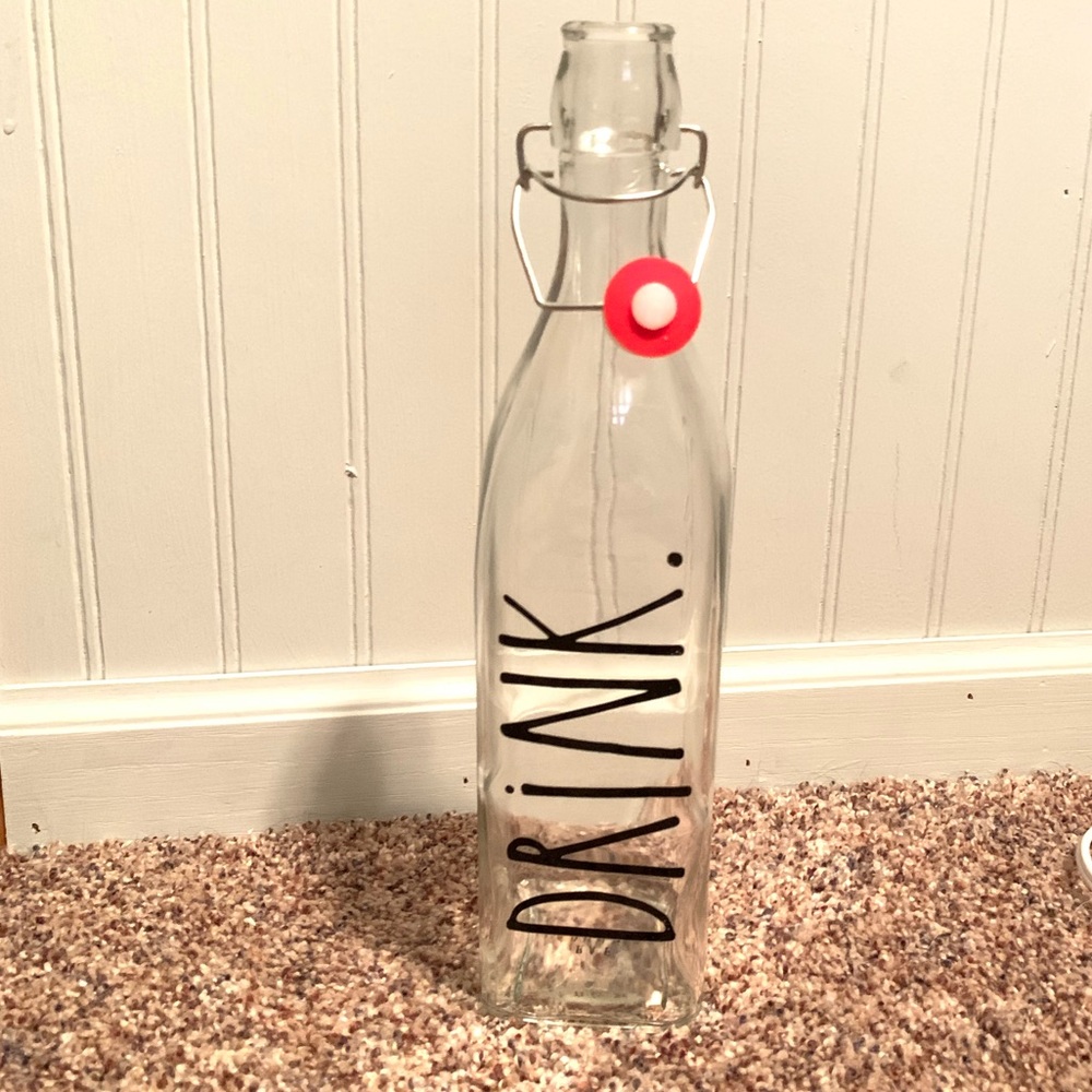 Rae Dunn Glass “DRINK” Bottle